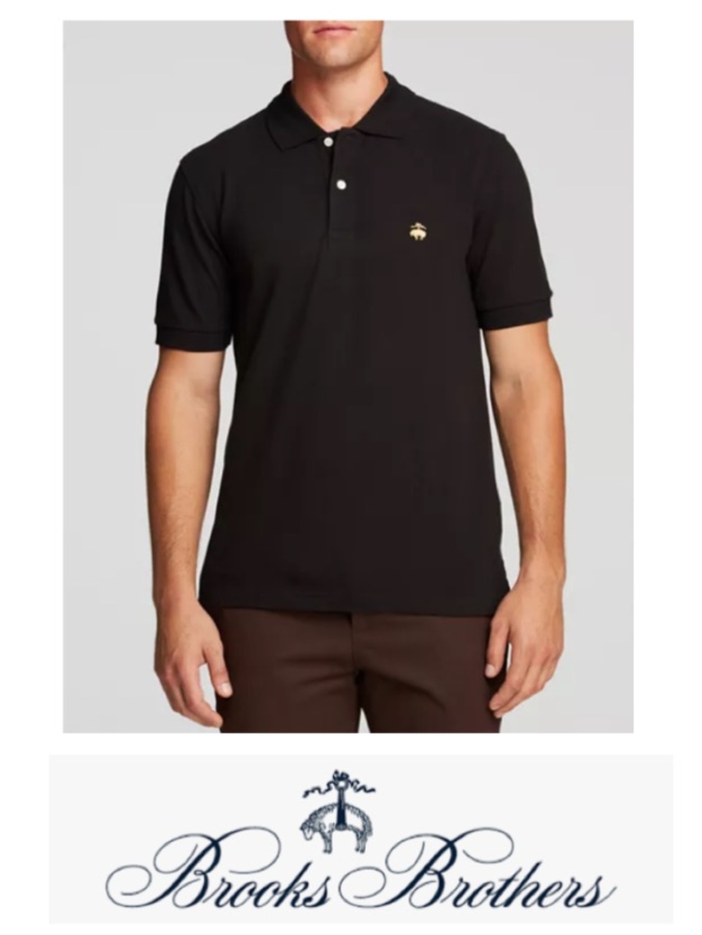 Brooks Brothers Piqué Slim Fit Polo (L) in black